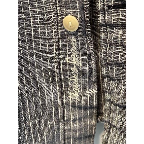Nautica Jeans Co. Blue Pinstripe Button Front Short Sleeve Shirt size XL - Picture 8 of 8